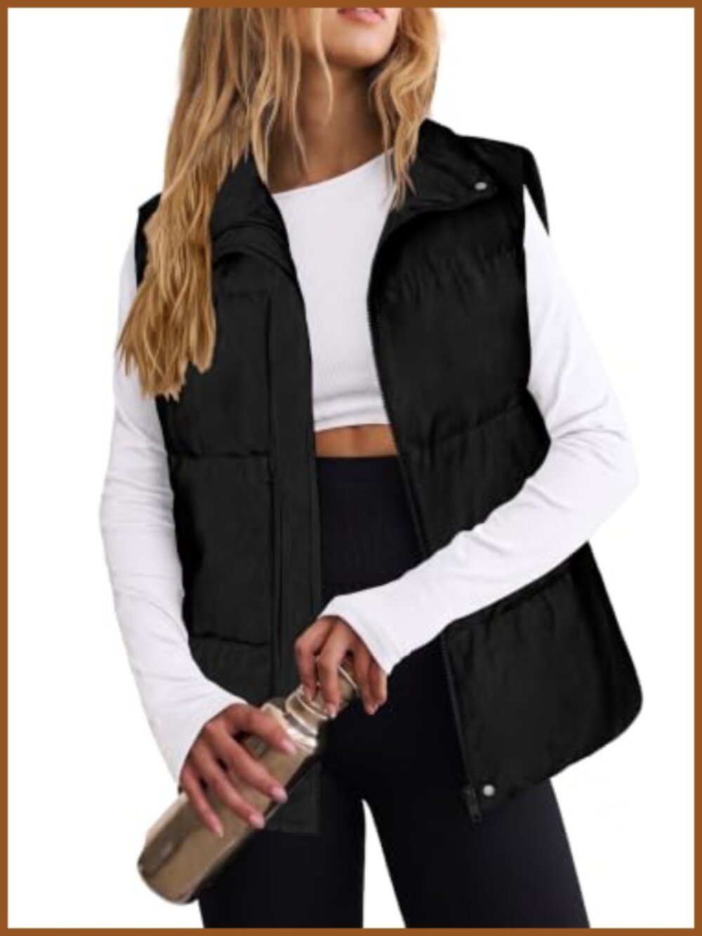 Zeagoo Puffer Vest Lightweight Sleeveless Zip Up Padded Vest with Pockets